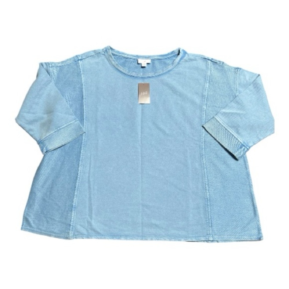 J. Jill 3/4 sleeve powder blue sweatshirt 2X NEW